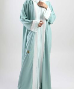 Alternative view of أمول - عباية ملونة للسفر باللون تيفاني مميز مع تداخل متناسق للون الابيض5047