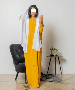 Alternative view of أمول - عبايه ملونة باللون الكركمي قماش حرير مغسول بحريني z2031