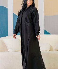 Alternative view of زاهية - عباية سوداء ناعمة بجيوب