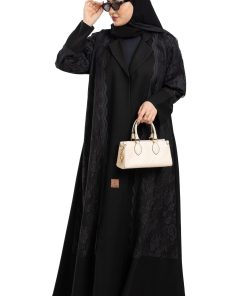 زاهية - عباية ميساء مزينة بدانتيل مطرز