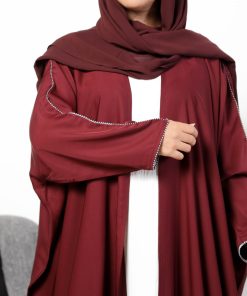 Alternative view of أمول - عبايه لون عودي بشت حرير مطرزة من الجنب5029