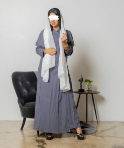 Alternative view of أمول - عبايه ملونة باللون الفيراني الرمادي 2023