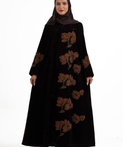 Alternative view of زاهية - عباية وهاجة بني بقماش مخمل بني غامق