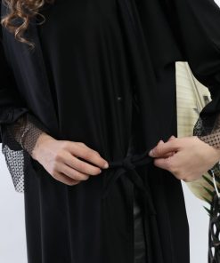 Alternative view of أمول - عباية سوداء كم مزموم وفستان أمامي مشبوك 5092