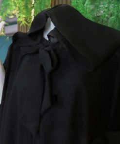 ندف - عبايه عروس مع غطاء الرأس اسود ساده