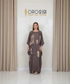 جلابية رمادي فخمة واسعة بتطريز تراثي - إطلالة كلاسيكية مميزة.