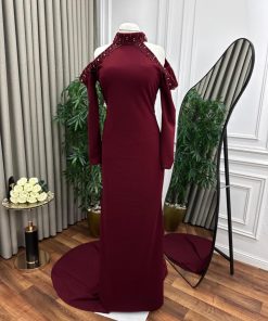 أزياء الأميرة - فستان سهره الخامه كريب استرتش + تطريز يدوي على القماش