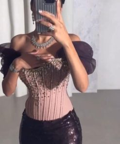 أزياء الأميرة - فستان سهره _تطريز يدوي كلفه ترتر تفته تل ناعم