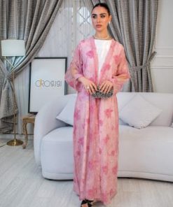 جلابية وردية قطعتين بتفاصيل أنيقة ولمسة راقية