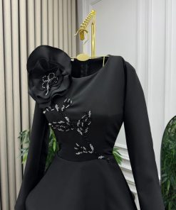 أزياء الأميرة - فستان سهره الخامه باربي مع جيبون + تل دبل كلوش + جازاربوليسيه مبطن بجيبون + تطريز يدوي على القماش