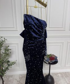 أزياء الأميرة - فستان سهره شتوي / مخمل +تطريز لول