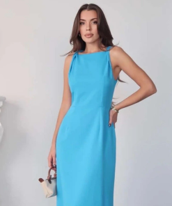 متجر زحل - فستان كريب كلاسيك بقصة أنثوية – متعدد الألوان