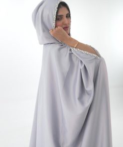 ندف - عبايه ملكيه بالكريستال لون فضي