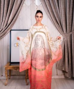 جلابية طويلة بدرجات الأوف وايت والأحمر