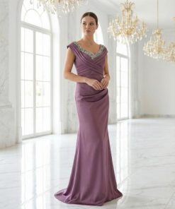 فستان موف فاتح كسرات شك صدر