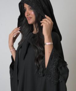 ندف - عبايه العروس لون اسود الجوري