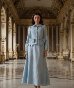 طقم نسائي سماوي بلمسة أنثوية راقية