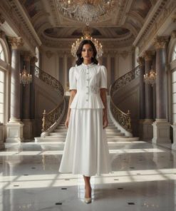 طقم نسائي أبيض بلمسة أنثوية راقية