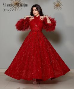 أزياء الأميرة - فستان كلفه احمر