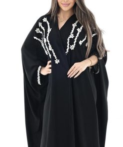 ندف - عباية اسود ندف كريستال موزع من الاكتاف