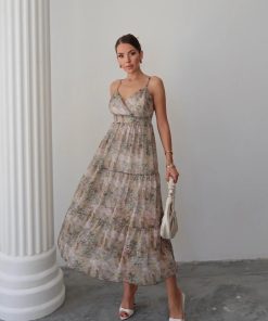 Alternative view of متجر زحل - فستان شيفون مطبوع بطبقات ناعمة