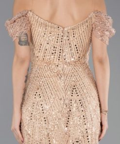 Alternative view of متجر زحل - فستان سهرة تول مطرّز بالترتر قصة أوف شولدر