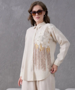 متجر زحل - طقم كريب فاخر مطرّز – قطعتين بتصميم أنيق