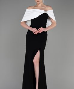 Alternative view of متجر زحل - فستان سهرة كريب ناعم بقصة أوف شولدر راقية