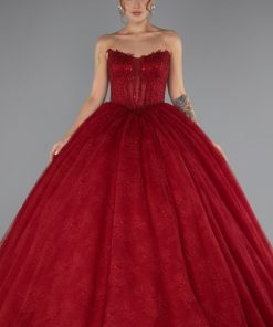 Alternative view of متجر زحل - فستان أميرة السهرة من قماش التول المطرز والدانتيل الفاخر