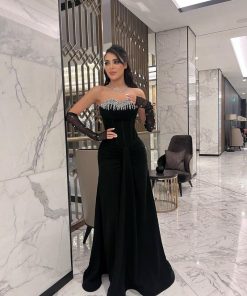 أزياء الأميرة - فستان سهره انيق _ خامتين _لكرا + مخمل _تطريز يدوي كريستال