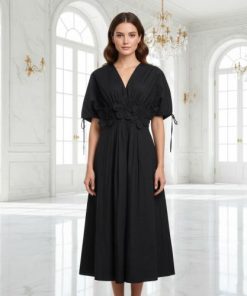 فستان أسود رسمي نسائي بأكمام واسعة