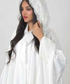 ندف - عبايه العروس دانتيل الاكمام و الرأس