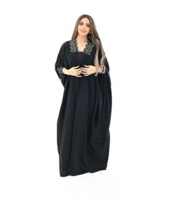 Alternative view of ندف - عباية كلوش تطريز اسود وذهبي