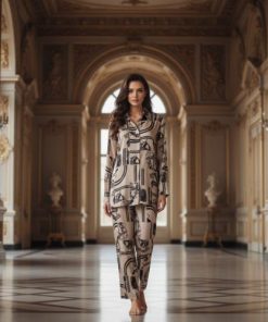 طقم نسائي بيج وأسود بلمسة عصرية أنيقة