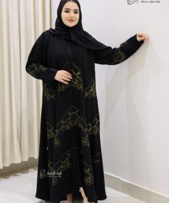 Alternative view of ألوان الجميلة  - عباية سوداء مطرزة بخيوط ذهبية هاري كريب اندونيسي
