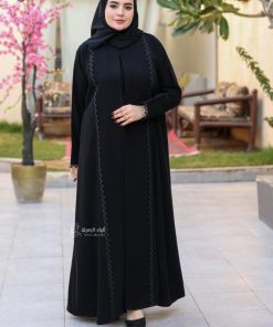 ألوان الجميلة  - عباية سوداء ناعمة من قماش كريب فاخر