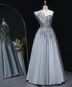سمارا بوتيك - فستان ناعم رمادي من سمارا بوتيك-S156