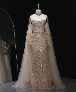 سمارا بوتيك - فستان أعراس فاخر مع أكمام من سمارا بوتيك-A91