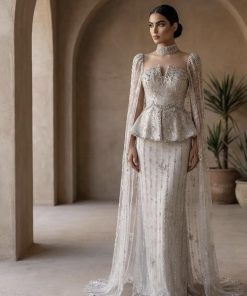 سمارا بوتيك - فستان سهرة بتطريز وكروسيه الصدر من سمارا بوتيك-E128