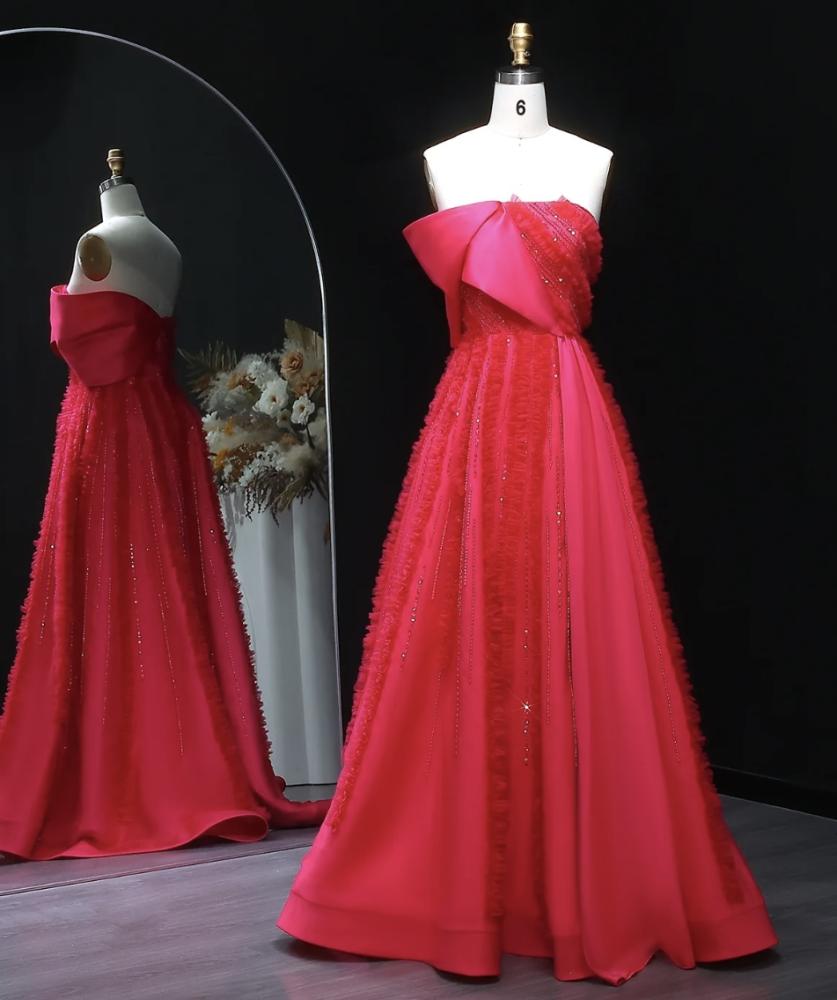 سمارا بوتيك - فستان سهرة ناعم فوشيا من سمارا بوتيك-S157
