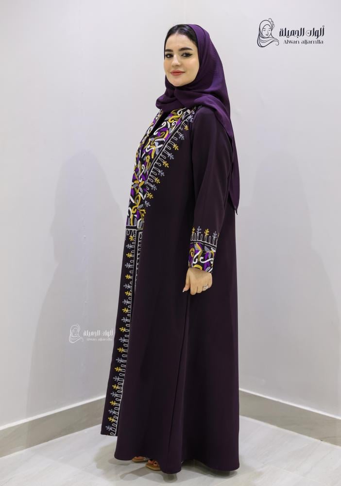 ألوان الجميلة - عباية هاري بلون عنابي فاخر كريب إندونيسي - الصورة 4