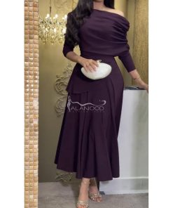 العنود للأزياء - فستان ناعم بنفسجي أنيق بتصميم عصري فخم