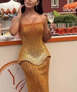 سمارا بوتيك - فستان يومي الأصفر مع تطريز يدوي فاخر من سمارا بوتيك-E118