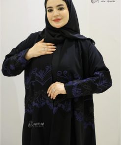 Alternative view of ألوان الجميلة  - عباية سوداء بتطريز كحلي أنيق نص كلوش هاري