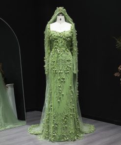 سمارا بوتيك - فستان سهرة اخضر مع ورود ثلاثية من سمارا بوتيك-E68
