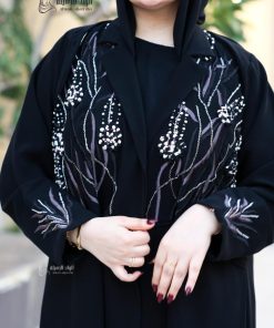 Alternative view of ألوان الجميلة  - عباية شك تطريز فاخرة نص كلوش – قماش كريب أسود أنيق