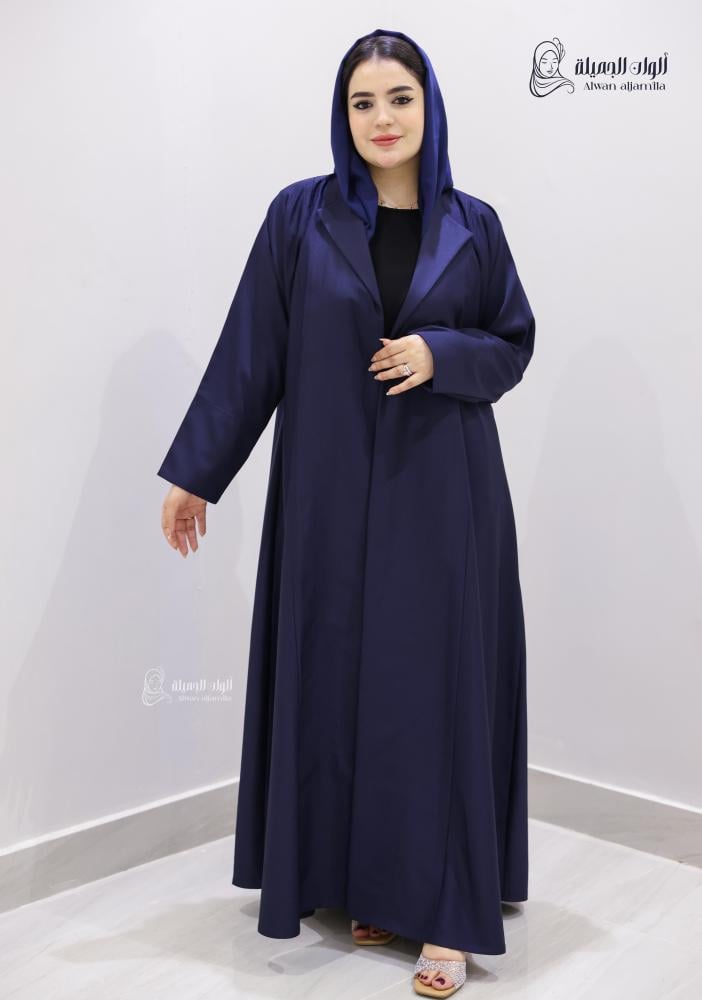 ألوان الجميلة - عباية ناعمة بلون كحلي أنيق كريب إندونيسي