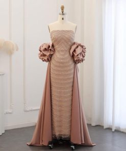 سمارا بوتيك - فستان سهرة ناعم بدون اكتاف من سمارا بوتيك-S17