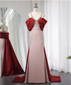 سمارا بوتيك - فستان سهرة ناعم حورية البحر وردي عنابي من سمارا بوتيك-S16