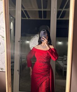 Alternative view of العنود للأزياء - فستان حسينة سهرة أحمر بتطريز أنيق